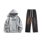 Комплект одежды (Серый топ Фотиния + Черные джинсы)