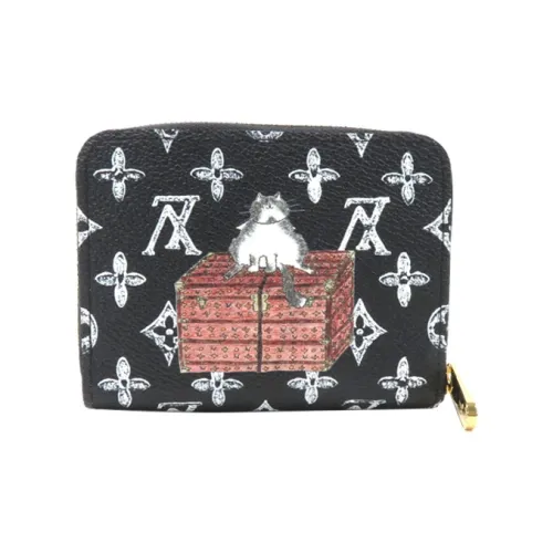 LOUIS VUITTON Zippy Холст Кошелек Унисекс Черный