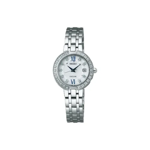 SEIKO Exceline Collection Солнечный кварцевый механизм часы с ремешком из нержавеющей стали женские часы белый циферблат модель SWCW083