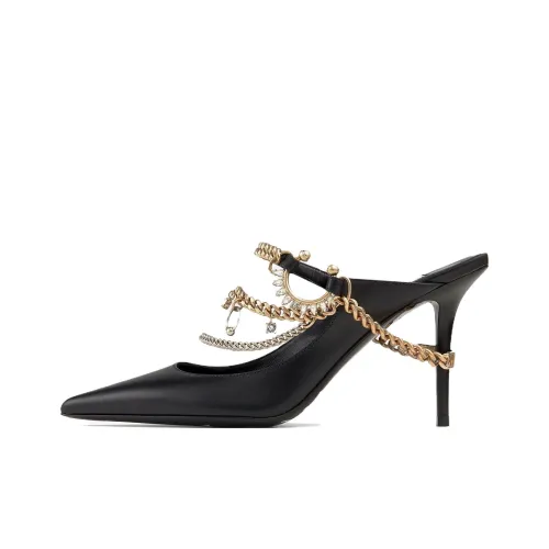 Jimmy Choo Bing Домашние тапочки 9 см Женские Черные