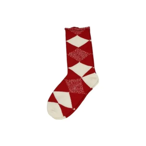Burberry Red Men's Mid Calf Socks Бургони Красный Мужские Носки до икры Mid
