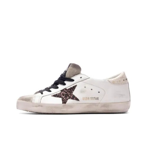 Golden Goose Супер Звезда Low Топ Кроссовки для скейтбординга Женские Белые Серые Умбра Потертый
