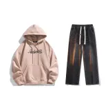 Комплект одежды (Розовый топ + Черные джинсы)