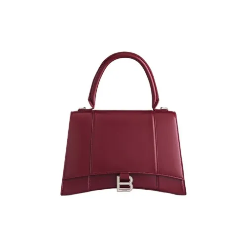 Balenciaga HOURGLASS Корова Кожа Сумка Hourglass Сумка через плечо Сумка среднего размера Унисекс Бордовый