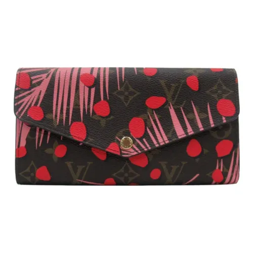 LOUIS VUITTON Покрытый холст Кошелек Унисекс Кофе Красный