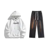 Комплект одежды (Белый топ + Черные джинсы)