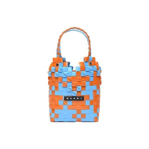 MARNI Полипропиленовая Тоут Сумка Сумка для покупок Сумка Обычная Детский Тигр Лилия Апельсин и Светло-синий