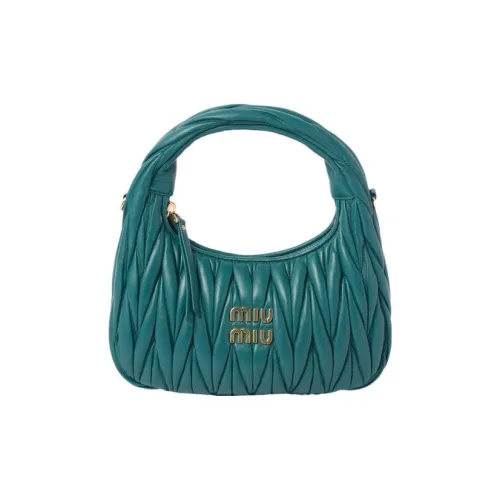 MIU MIU Wander Series Напп-Кожа Хобо Сумка Сумка через плечо Мини Сумка Женская Лагунно-Голубая