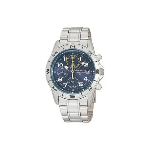 SEIKO Chronograph Series Кварцевый механизм нержавеющая сталь ремешок мужские часы синий циферблат
