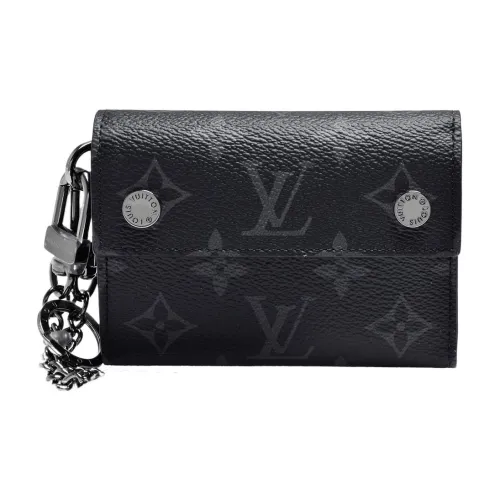 LOUIS VUITTON Монограмма Холст Кожаный Кошелек Женский Черный