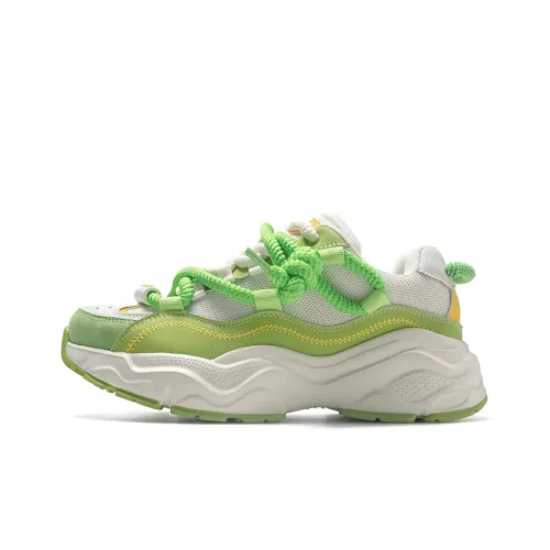 Ancient Finches Guque Звезды Коллекция Низкий Топ Толстая Подошва Кроссовки Унисекс Бежевый Зеленый