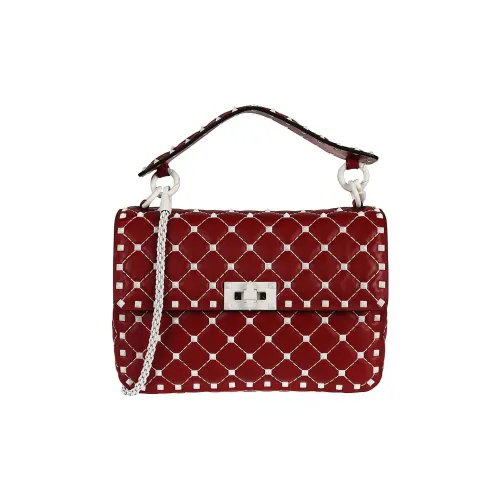 Valentino ROCKSTUD SPIKE Lambskin Portable Crossbody Bag Shoulder Bag Medium Women's Red