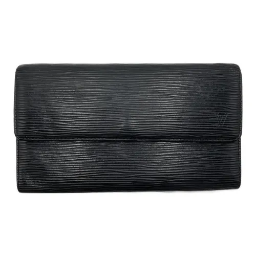 LOUIS VUITTON Кошелек из кожи EPI женский черный