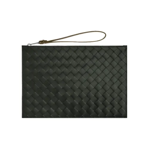 Bottega Veneta Кожа Клатч Средний Мужской Темно-зеленый и Грязно-коричневый