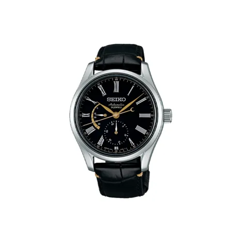 SEIKO Presage Series Автоматический Механический Механизм Часы с Естественной Кожей Ремешок Мужские Часы Черный Циферблат SARW013