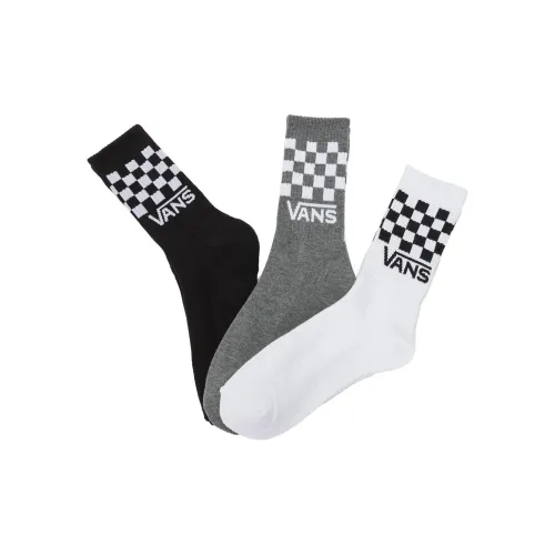 Vans Classic Check 3 упаковки черный + белый + серый мужские носки до икры MID
