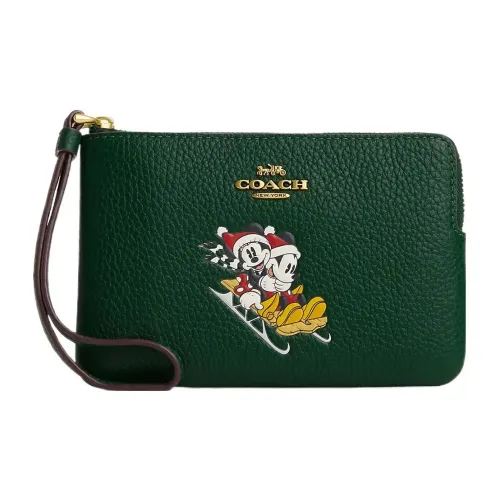 COACH Disney Corner Zip Wristlet Disney Collaboration кожа запястье сумка клатч маленький женский зеленый