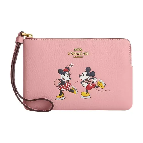 COACH Песочный Кожа Кошелек Маленький Женский Латунь Светлый Румяна Многоцветный