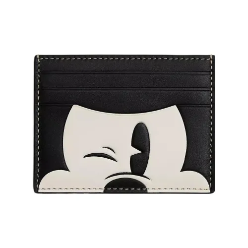 COACH Disney Slim ID Case Disney Collaboration кошелек из телячьей кожи держатель для карт женский черный