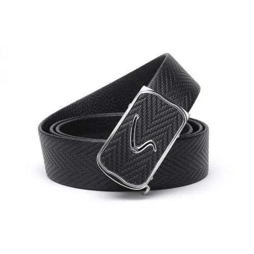 SATCHI Нержавеющая сталь Кожа С тиснением Пряжка Ремень Мужской Черный Ширина корпуса 3,4CM