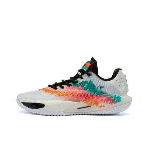 QIAODAN Sharp RISE CARNIVAL совместная модель Амортизация Износостойкий Низкий Топ Баскетбольные Кроссовки Мужские Белый Оранжевый