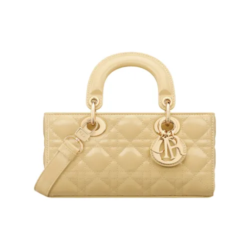 DIOR LADY D JOY Shiny Корова Кожа Сумка через плечо Сумка Маленькая Женская Светло-желтая