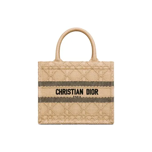 DIOR BookTote Рафия Тоут Сумка Сумка для покупок Сумка Маленькая Женская Естественная