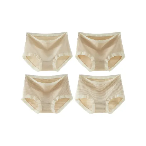 H YXIANG Светло-коричневый/Темно-кофейный/Гладкая текстура/Широкий с рельефом Женские трусы-бикини