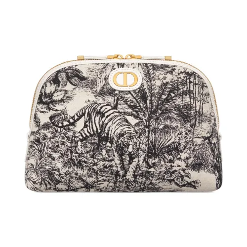 DIOR 30 Montaigne Холст Ручной работы Косметичка Женская Белый и Черный
