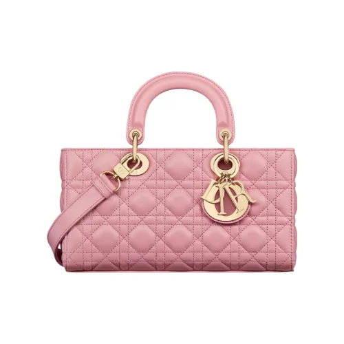 DIOR LADY D Joy Плетеный узор Овчина Сумка Lady Dior Сумка через плечо Сумка среднего размера Женская Персиково-розовый