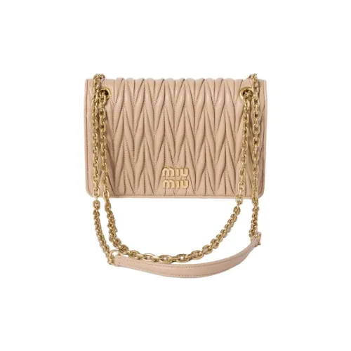 MIU MIU Matelassé Мягкий Овца Кожа Сумка через плечо Сумка на плечо Женская Песочно-желтая