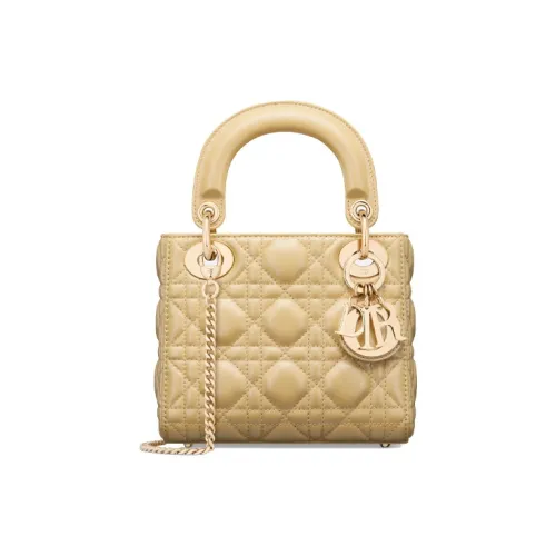 DIOR Lady Dior Sheepskin Сумка Lady Dior Сумка через плечо Сумка мини Женская Светло-желтая