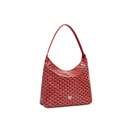 GOYARD Bohème Hobo Холст с кожей Собака Зуб Сумка на плечо Комбинированная сумка Сумка на плечо Женские Красный Хаки Сердце