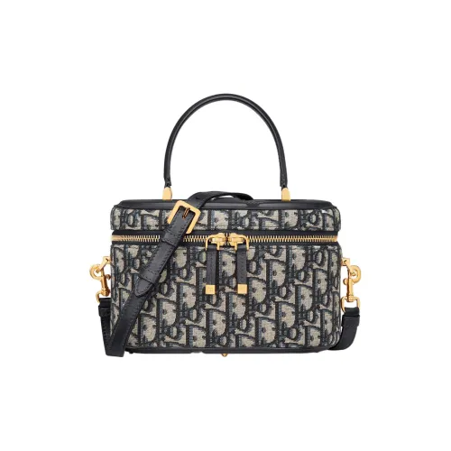 DIOR OBLIQUE Жаккард Одно плечо Через плечо Портативный Косметичка Средний Женские Синий