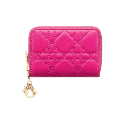 DIOR Lady Dior Lambskin Coin Wallet Wallet Small Women's Pink Red