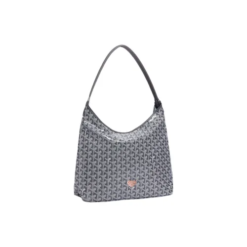 GOYARD Bohème Hobo Холст с кожей Собака Зуб Сумка на плечо Комбинированная сумка Сумка на плечо Женская Серый Хаки Сердце