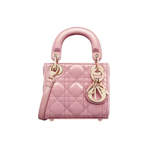 DIOR Lady Dior Плетеный узор Блестящий Коровья кожа Сумка Lady Dior Сумка через плечо Сумка Экстра мини Женская