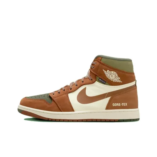 Jordan Air Jordan 1 Винтажные баскетбольные кроссовки High Top Коричневый/Белый Мужской
