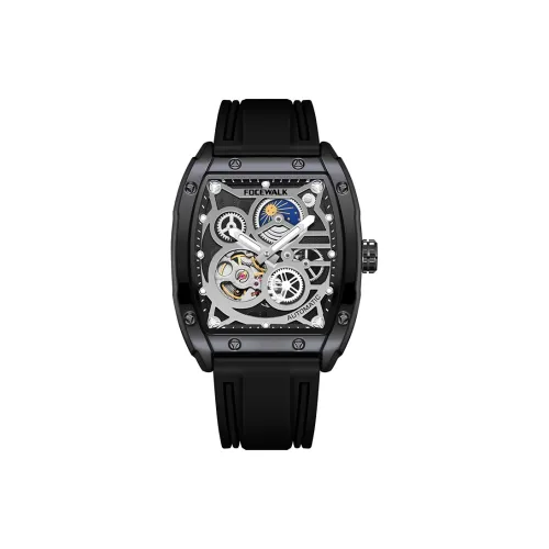 FOCEWALK Aurora Механическое устройство Силиконовый ремешок Часы Мужские Часы Силиконовый ремешок Черепный циферблат