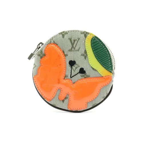 LOUIS VUITTON Холст и кожа Кошелек для монет Мини Женский Хаки