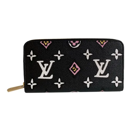 LOUIS VUITTON Zippy Canvas Leather Wallet Women's Black