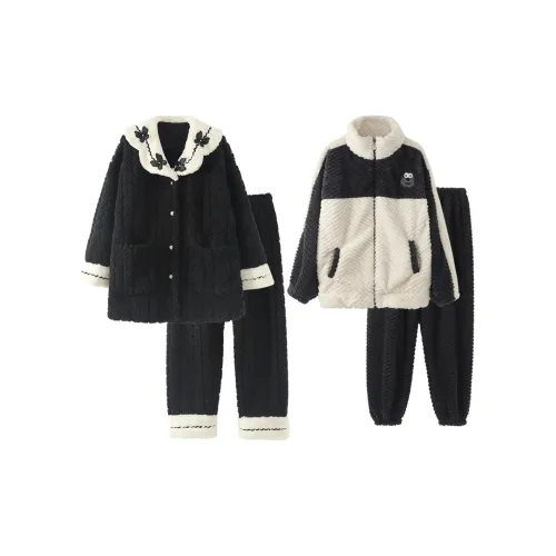 Chun Xi Пижамный комплект Унисекс Черный Серый Белый с принтом