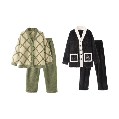 Chun Xi Пижамный комплект Унисекс Авокадо Зеленый Премиум Черный