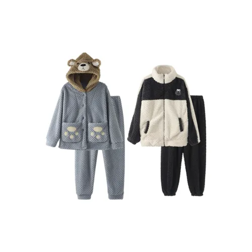 Chun Xi Пижамный комплект Унисекс Озерный Синий Медведь Серый Белый Лягушка