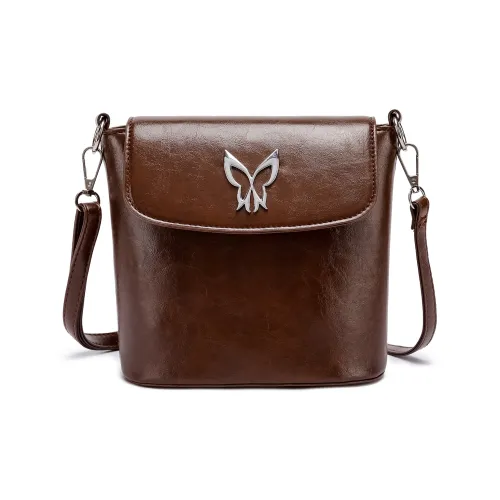 NOMK ПУ (полиуретан) Сумка через плечо Сумка на плечо Женская Темно-коричневая