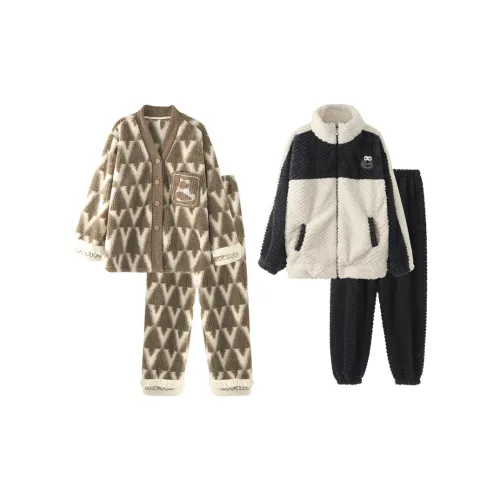 Chun Xi Пижамный комплект Унисекс Белый Коричневый Серый Белый