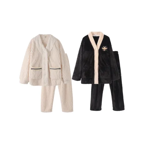 Chun Xi Пижамный комплект Унисекс Снежно-белый Черно-белый