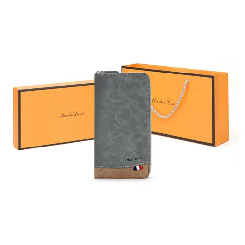 MashaLanti Синтетическая кожа Клатч Кошелек Стандартный Мужской Серый и Кофейный