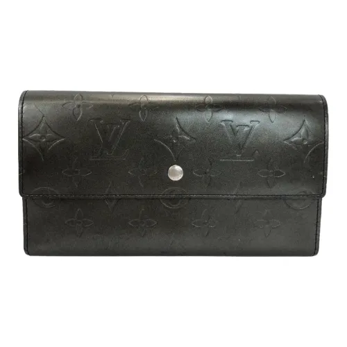 LOUIS VUITTON Монограмма Матовая Кожа Кошелек Унисекс Черный