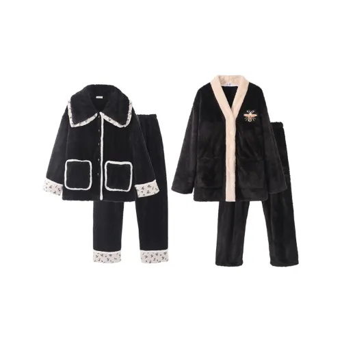 Chun Xi Пижамный комплект Унисекс Черный Цветок Черный Пчелка